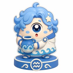Mokko Acuario: figura del zodiaco, figura azul con ánfora
